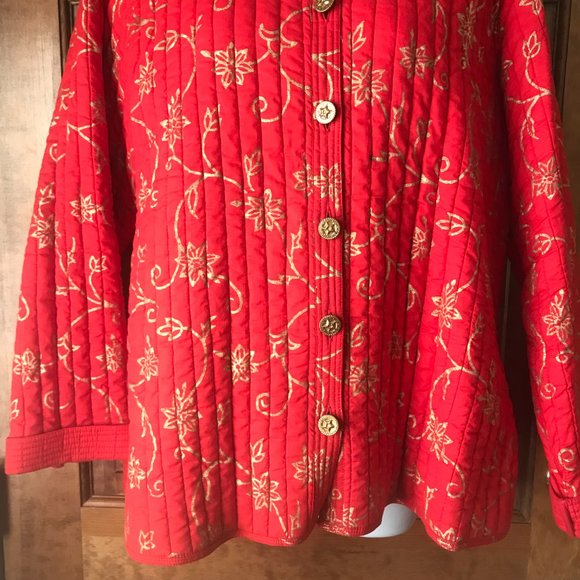 National Geographic by Pfeifer Studio Red w/Gold Swirls Quilted Jacket X-Large - Picture 5 of 13